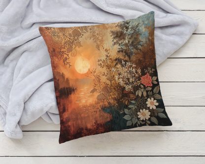 Retro oil painting sunset pillow - Image 2