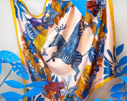 Fantasy Animal Forest Silk Square Scarf - Image 6