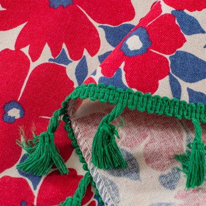 Contrast color floral tassel short curtain - Image 5