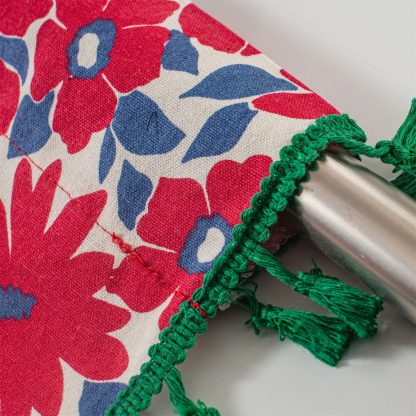 Contrast color floral tassel short curtain - Image 4