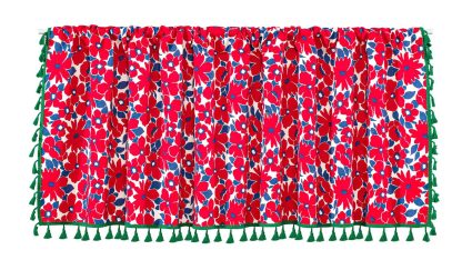 Contrast color floral tassel short curtain - Image 3