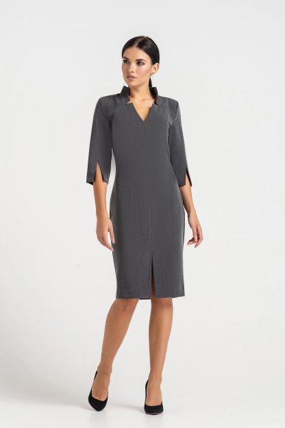 Classic Grey Striped Dress - Image 6
