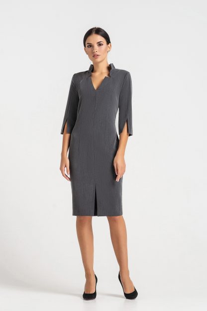 Classic Grey Striped Dress