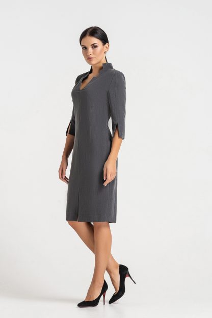 Classic Grey Striped Dress - Image 4