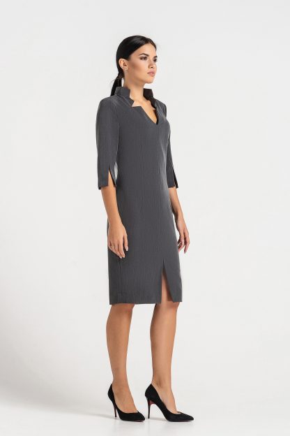 Classic Grey Striped Dress - Image 3