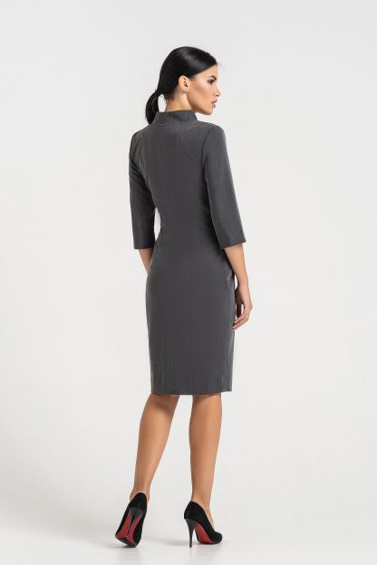 Classic Grey Striped Dress - Image 2