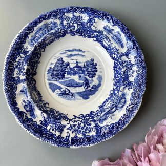 Vintage blue and white landscape decorative plate