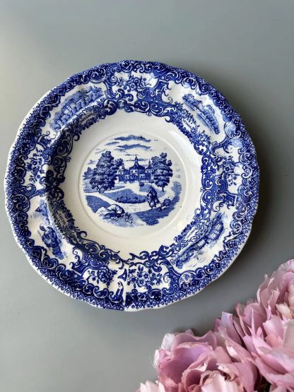 Vintage blue and white landscape decorative plate