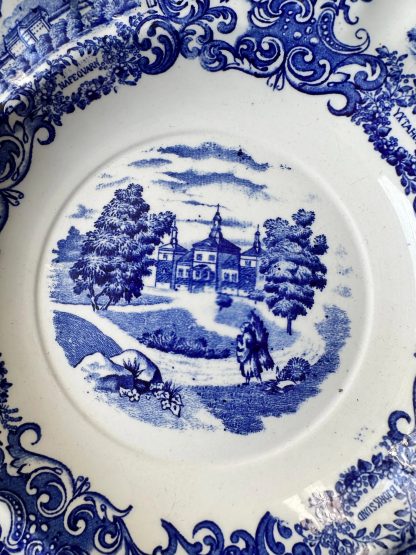 Vintage blue and white landscape decorative plate - Image 3