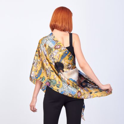 Klimt art print silk shawl - Image 7