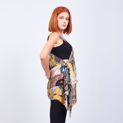 Klimt art print silk shawl - Image 3