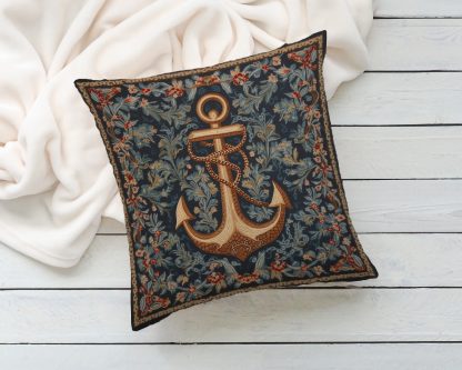 Vintage Anchor Flower Pillow - Image 4