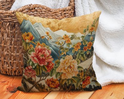 Chinese style landscape flower pillow - Image 5