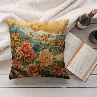 Chinese style landscape flower pillow