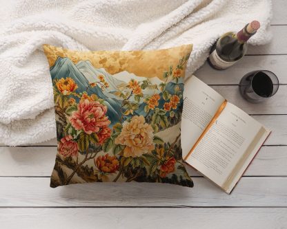 Chinese style landscape flower pillow