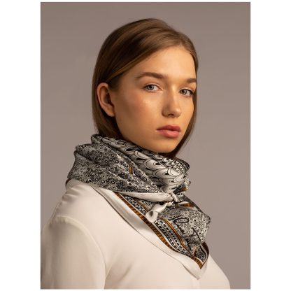 Vintage Paisley Silk Square Scarf - Image 4