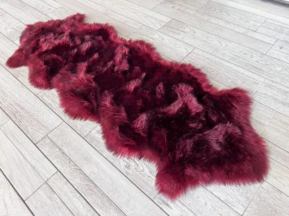 Luxurious Burgundy Faux Fur Rug - Image 5