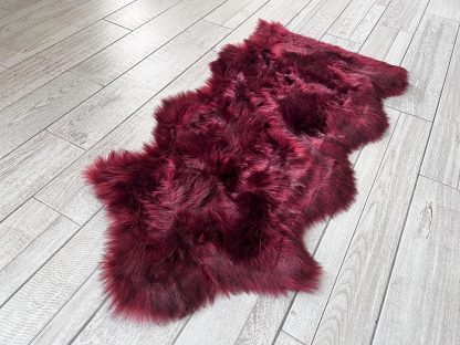 Luxurious Burgundy Faux Fur Rug - Image 4