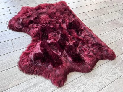 Luxurious Burgundy Faux Fur Rug - Image 3