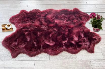 Luxurious Burgundy Faux Fur Rug - Image 2