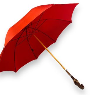 Artistic wood carved handle long umbrella