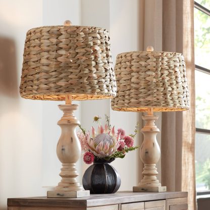 Natural style woven lampshade table lamp - Image 8