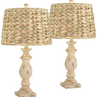 Natural style woven lampshade table lamp