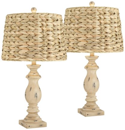 Natural style woven lampshade table lamp