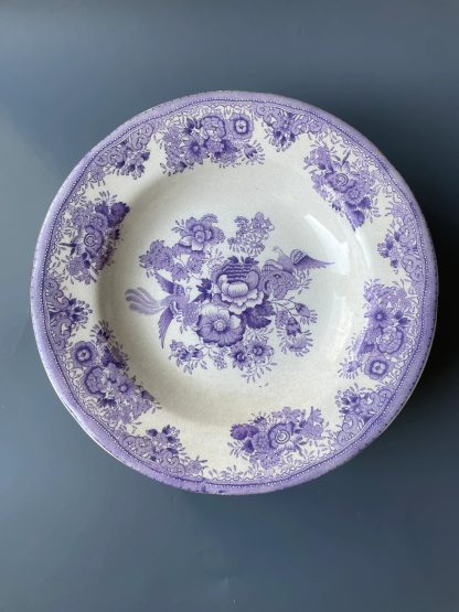 Dreamy Purple Flower and Bird Dinner Plate
