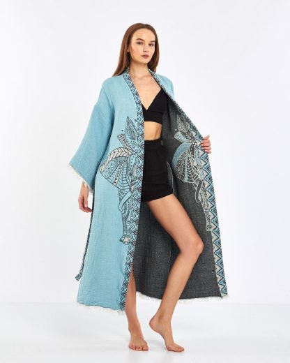 Ethnic embroidered lace-up robe - Image 8