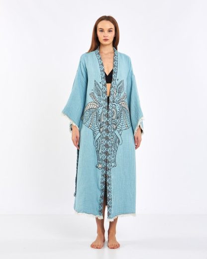 Ethnic embroidered lace-up robe - Image 7