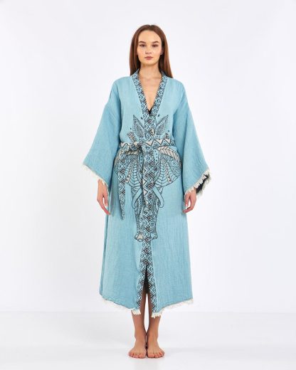Ethnic embroidered lace-up robe - Image 6