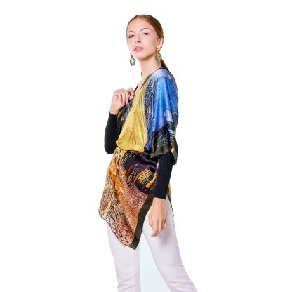 Oil painting style silk long scarf - Image 6