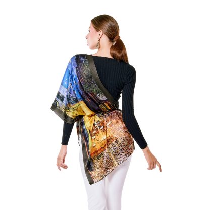 Oil painting style silk long scarf - Image 4