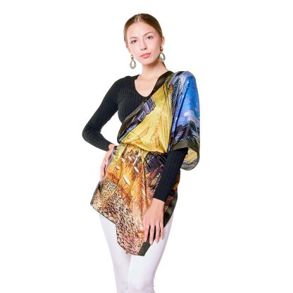 Oil painting style silk long scarf - Image 3
