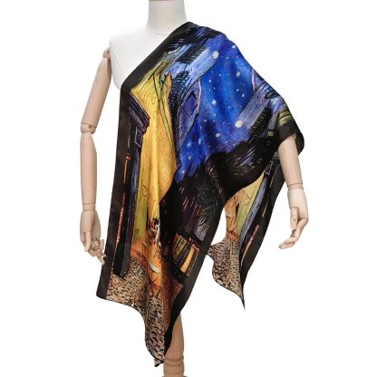 Oil painting style silk long scarf - Image 2