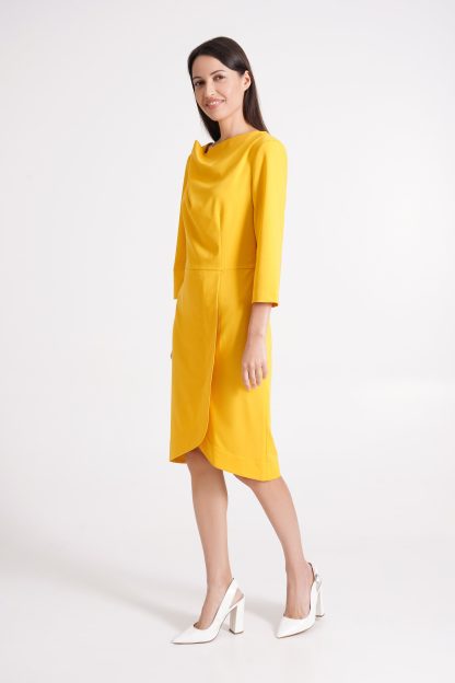 Yellow Ruffle Neck Dress - Image 6