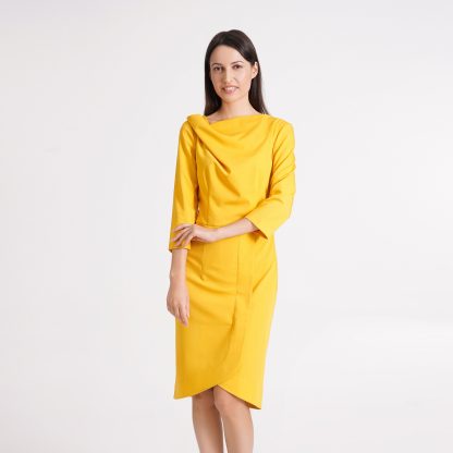 Yellow Ruffle Neck Dress - Image 4