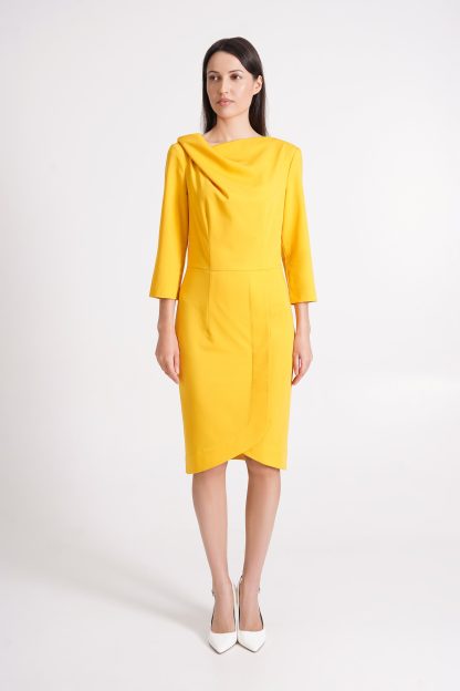 Yellow Ruffle Neck Dress - Image 2
