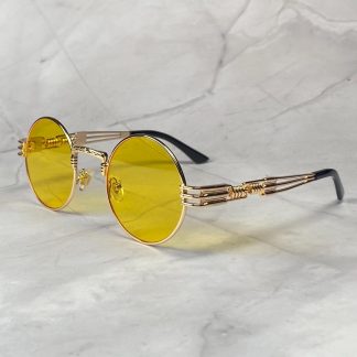 Steampunk retro round frame sunglasses