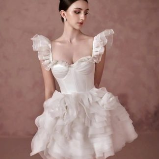 Fairy luxurious palace style puff sleeve short skirt