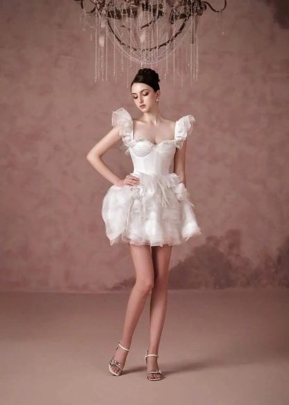 Fairy luxurious palace style puff sleeve short skirt - Image 4