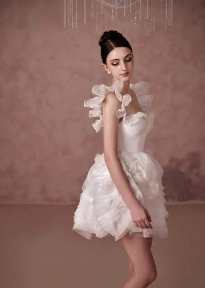 Fairy luxurious palace style puff sleeve short skirt - Image 3