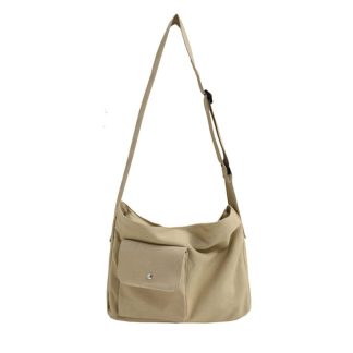 Light Khaki Canvas Casual Shoulder Bag