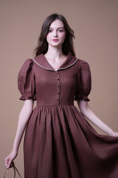 Retro style puff sleeve dress - Image 6