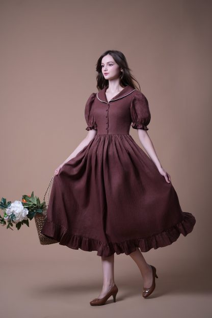 Retro style puff sleeve dress - Image 5