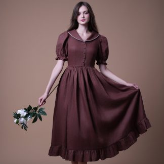 Retro style puff sleeve dress