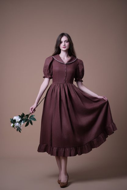 Retro style puff sleeve dress