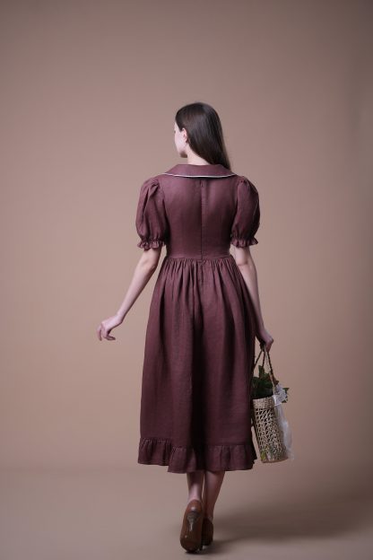 Retro style puff sleeve dress - Image 2