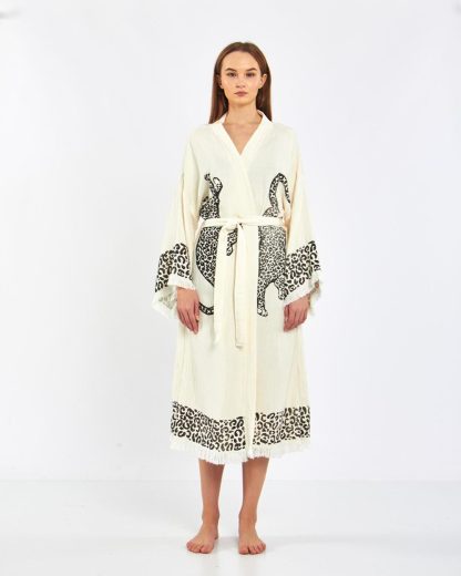 Animal print jacquard bathrobe